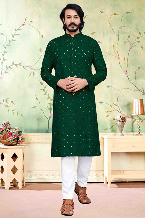 Green Colour Kurta Pajama In Silk VSKP1210231
