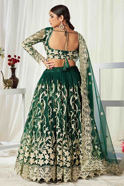 Green Colour Net Designer Lehenga Choli VSLC1240007