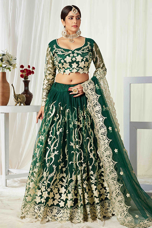 Green Colour Net Designer Lehenga Choli