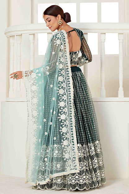 Green Colour Net Designer Lehenga Choli VSLC1240018