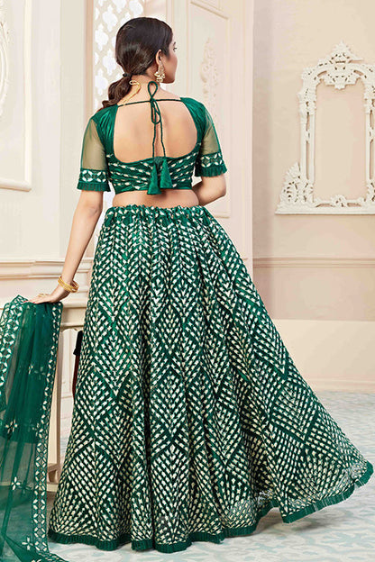 Green Colour Net Designer Lehenga Choli VSLC1240036