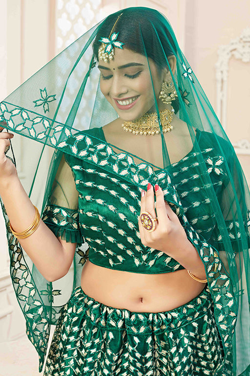 Green Colour Net Designer Lehenga Choli VSLC1240036