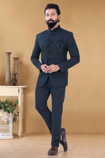 Green Colour Rayon Jodhpuri Suit VSSH1130014