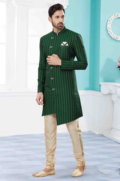 Green Colour Sherwani In Jacquard Fabric VSSH1040421
