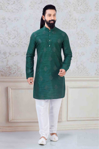 Green Colour Silk Festival Wear Kurta Pajama VSKP1130044