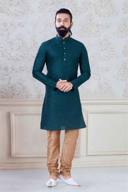 Green Colour Silk Festival Wear Kurta Pajama VSKP1130070