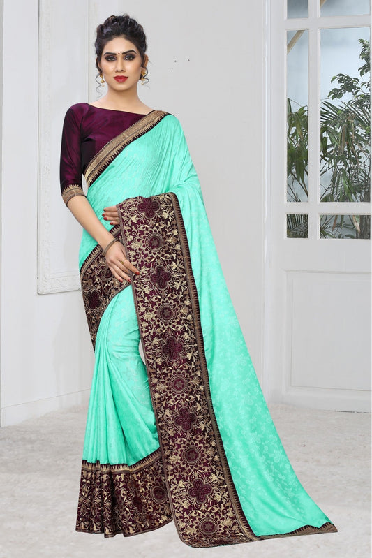 Green Colour Silk Jacqaurd Embroidery Saree VSSD1120828