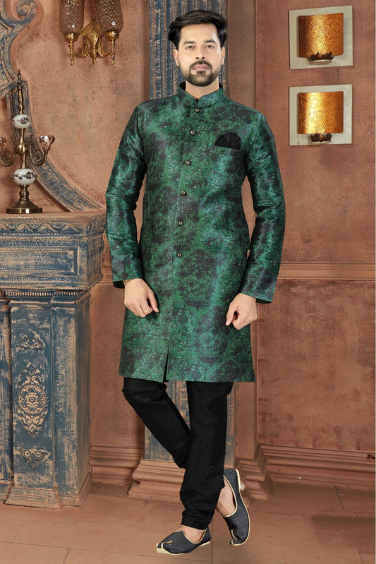 Green Colour Silk Party Wear Sherwani VSSH1040235