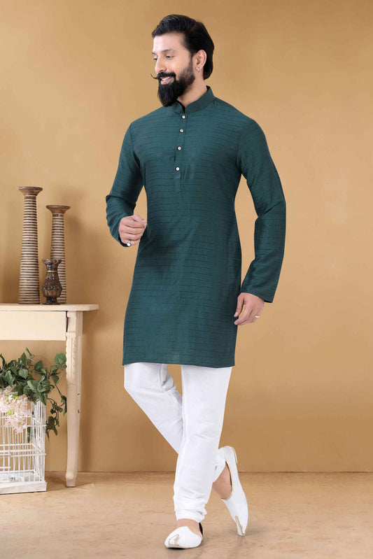 Green Colour Soft Cotton Kurta Pajama VSKP1130082