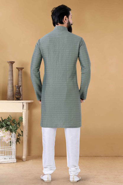Green Colour Soft Cotton Kurta Pajama VSKP1130102