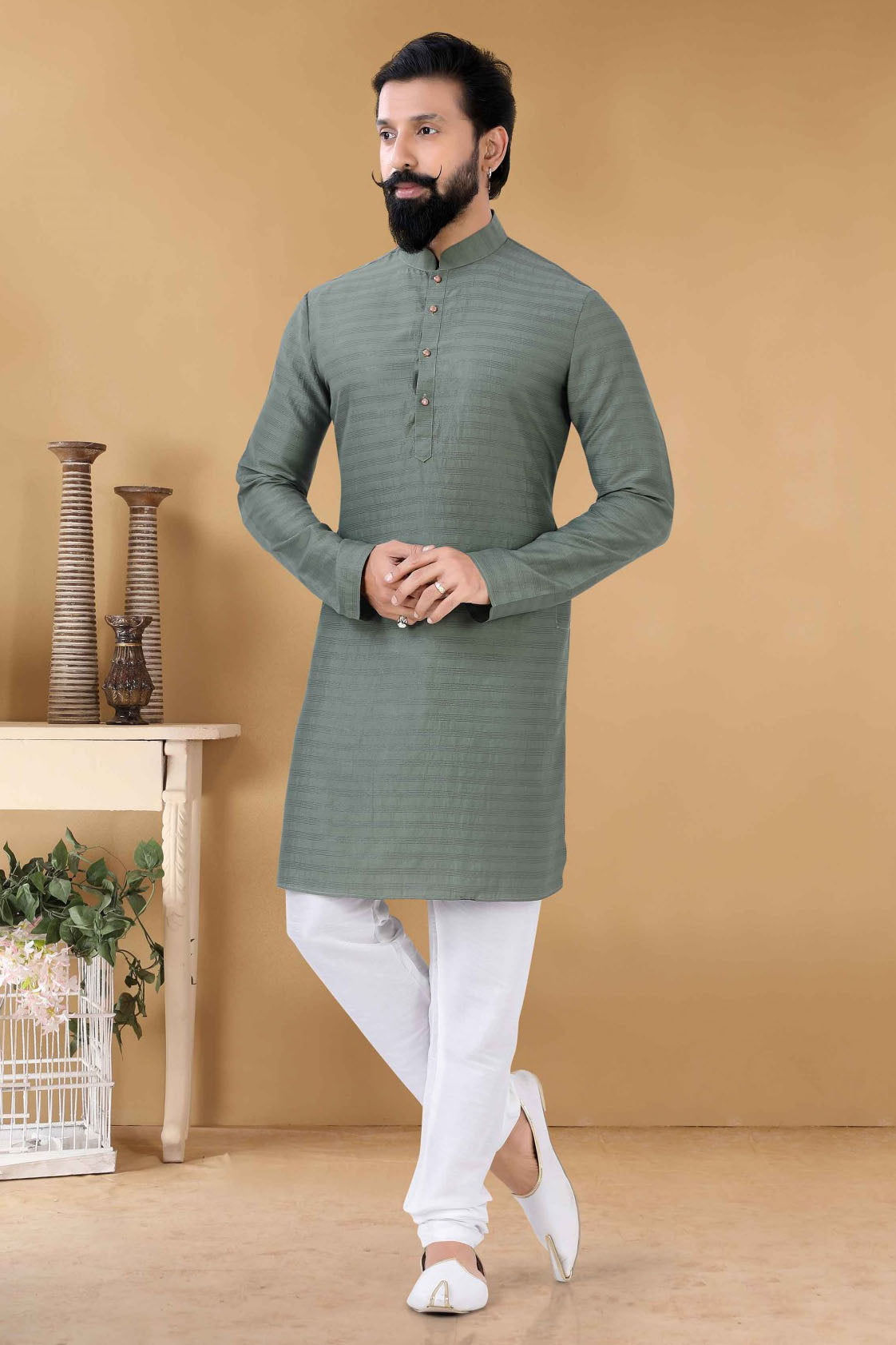 Green Colour Soft Cotton Kurta Pajama VSKP1130102