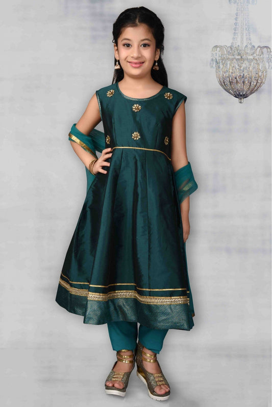 Green Colour Taffeta Embroidery Anarkali Suit VSGW1070049