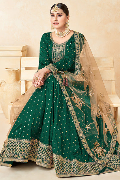 Green Colour Taffeta Silk Anarkali Suit VSSM1050349