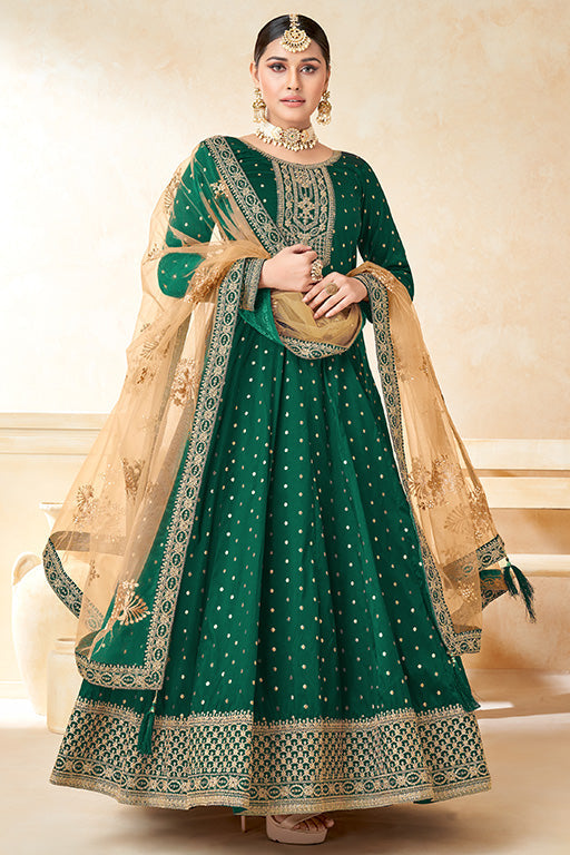 Green Colour Taffeta Silk Anarkali Suit VSSM1050349