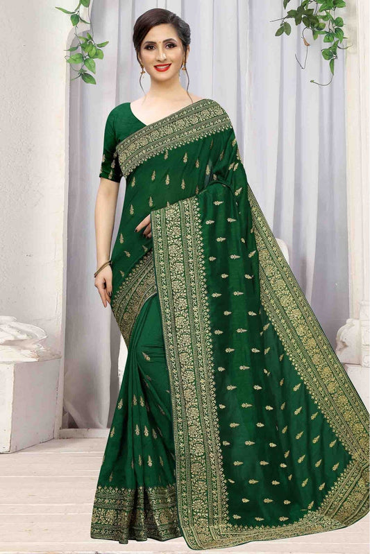 Green Colour Vichitra Silk Designer Saree VSSD1090070