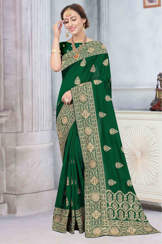 Green Colour Vichitra Silk Designer Saree VSSD1090177