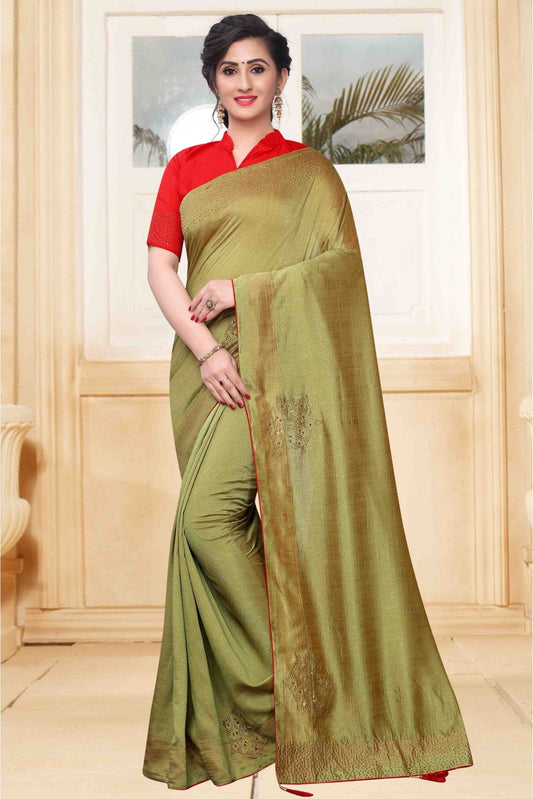 Green Colour Vichitra Silk Designer Saree VSSD1120620