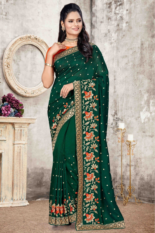 Green Colour Vichitra Silk Designer Saree VSSD1120686