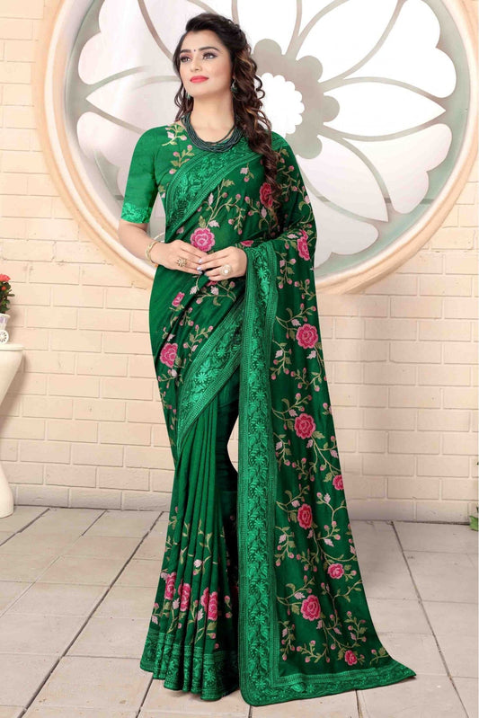 Green Colour Vichitra Silk Designer Saree VSSD1120722