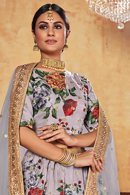 Grey Colour Art Silk Designer Lehenga Choli VSLC1240040