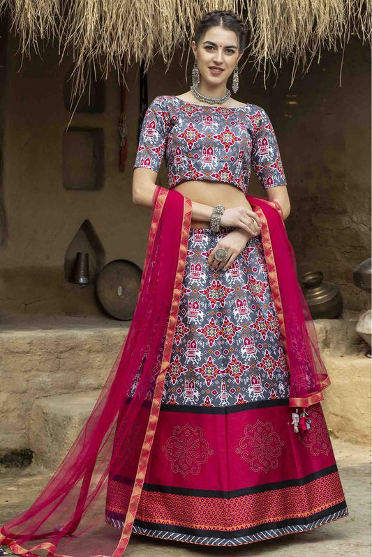 Grey Colour Art Silk Printed Lehenga Choli VSLC1150044