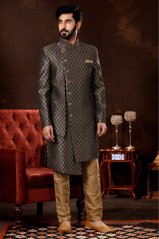 Grey Colour Art Silk Sherwani VSSH1040369