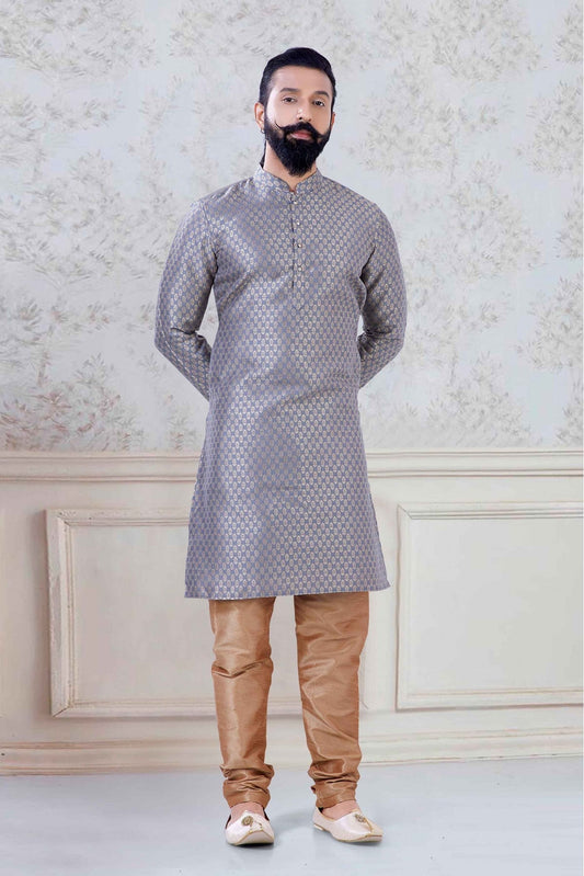 Grey Colour Brocade  Festival Wear Kurta Pajama VSKP1130074