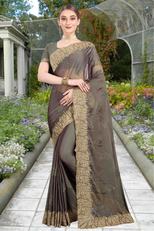Grey Colour Chiffon Designer Saree VSSD1120611