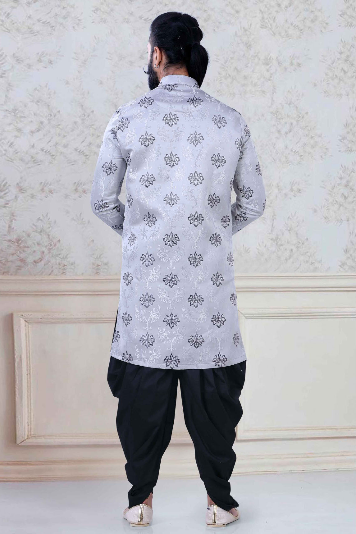 Grey Colour Jacquard Festival Wear Dhoti Sherwani VSSH1130008
