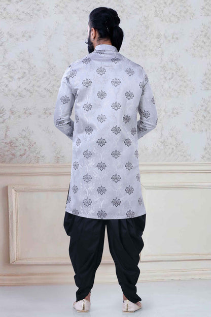 Grey Colour Jacquard Festival Wear Dhoti Sherwani VSSH1130008