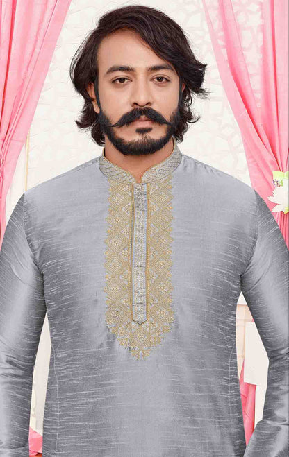 Grey Colour Kurta Pajama In Art Silk VSKP1210089