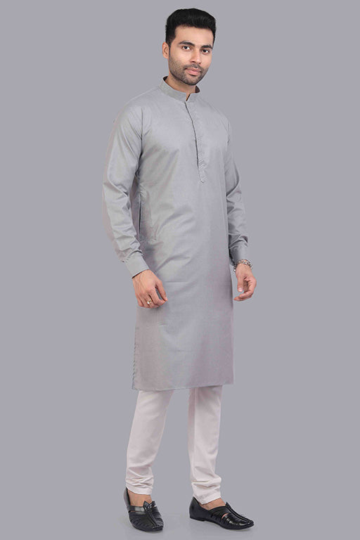 Grey Colour Kurta Pajama In Cotton VSKP1210181
