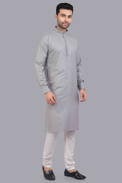 Grey Colour Kurta Pajama In Cotton VSKP1210181