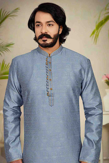 Grey Colour Kurta Pajama In Jacquard VSKP1210243