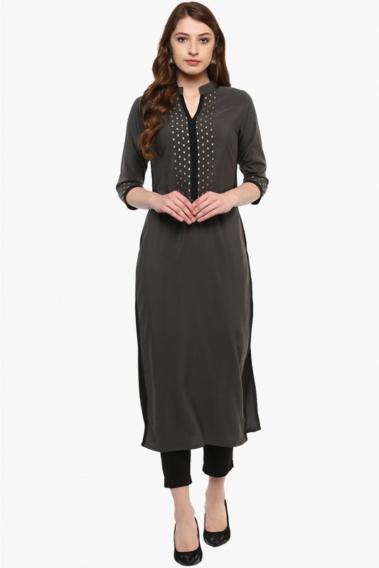 Grey Colour Plus Size Crepe Straight Kurti VSKR1060203
