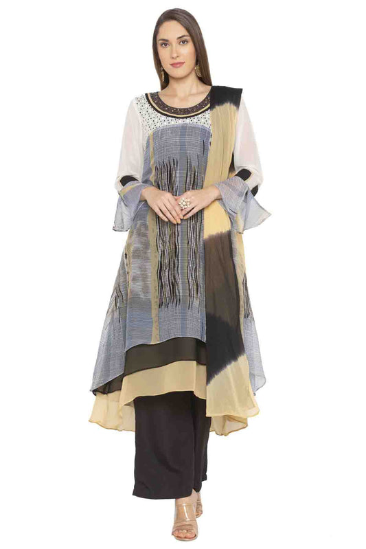 Grey Colour Plus Size Georgette Embroidery Palazzo Pant Suit VSSS1070231