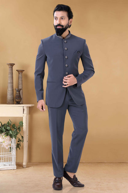 Grey Colour Rayon Jodhpuri Suit VSSH1130012