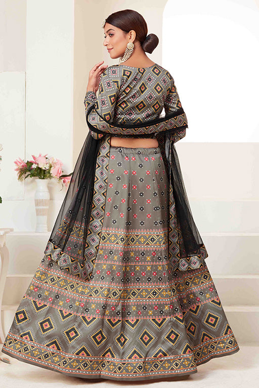 Grey Colour Silk Designer Lehenga Choli VSLC1240091