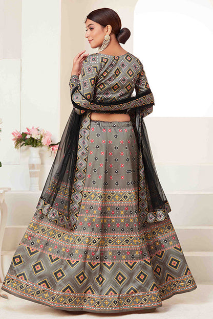 Grey Colour Silk Designer Lehenga Choli VSLC1240091