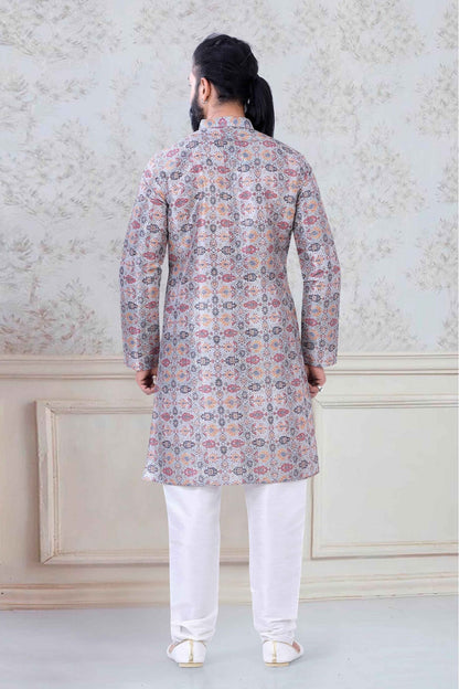 Grey Colour Silk Festival Wear Kurta Pajama VSKP1130050