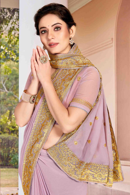 Lavender Colour Georgette Designer Saree VSSD1121143