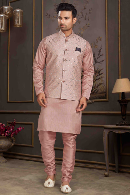 Lavender Colour Kurta Pajama With Jacket In Silk Mastani VSKP1210441