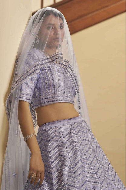 Lavender Colour Silk Embroidery Lehenga Choli VSLC1150092