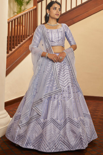 Lavender Colour Silk Embroidery Lehenga Choli VSLC1150092