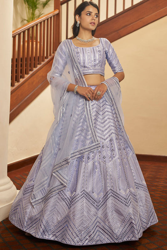 Lavender Colour Silk Embroidery Lehenga Choli VSLC1150092