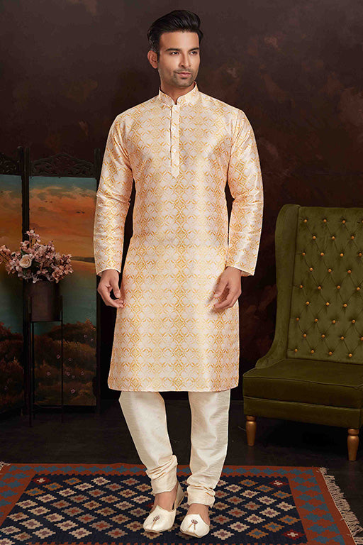 LighT Yellow Colour Kurta Pajama In Malai Silk VSKP1210152