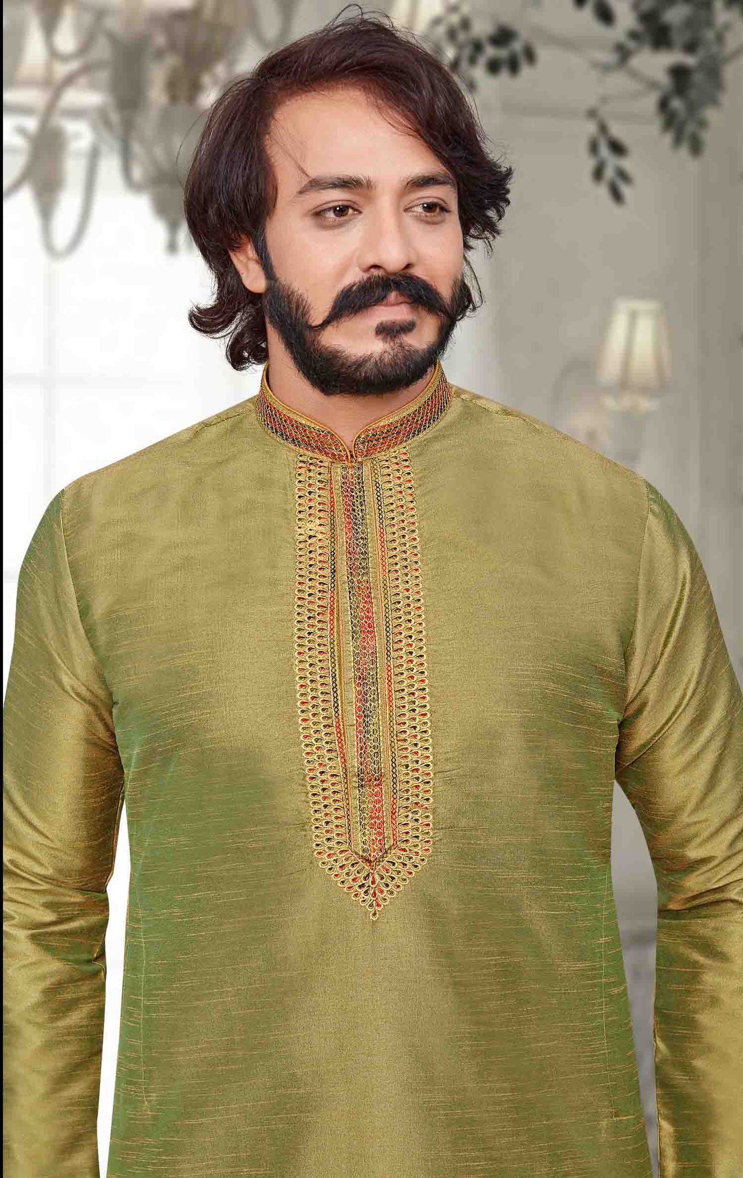 Light Green Colour Kurta Pajama In Art Silk VSKP1210103
