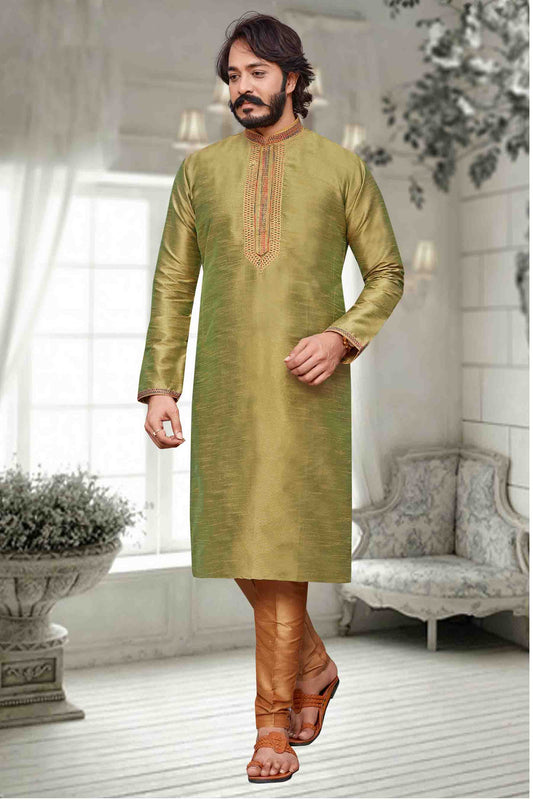 Light Green Colour Kurta Pajama In Art Silk VSKP1210103