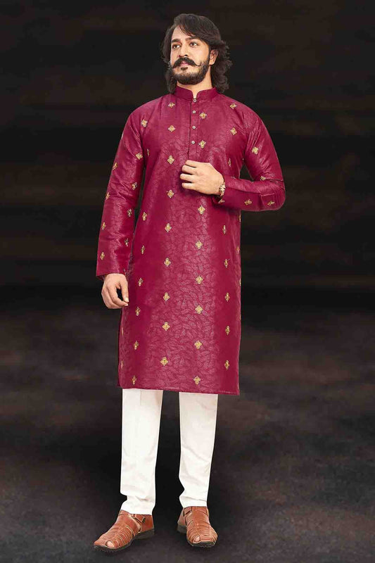 Light Maroon Colour Kurta Pajama In Art Silk VSKP1210001