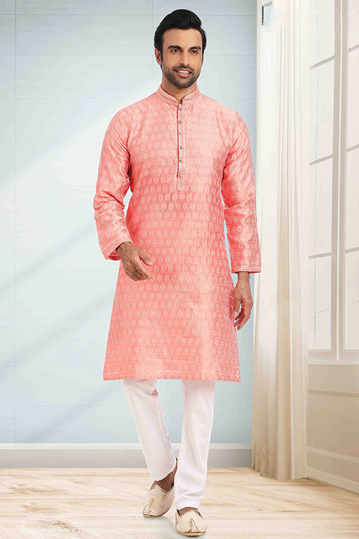 Light Pink Colour Kurta Pajama In Jacquard VSKP1210260